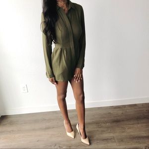 Olive Green Long Sleeve Romper Size Small